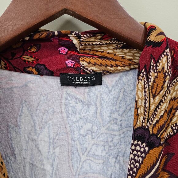 Talbots Womens Boho Floral Faux Wrap Top Petites Multicolor Rayon Blend Summer - Picture 4 of 10